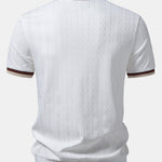 Contrast Trim Textured Zipper Knit Polo