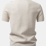 Stripe Johnny Collar Knit Polo & Slim Fit Tapered Trousers