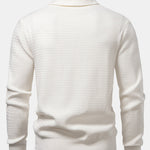 Long Sleeve Wave Jacquard V Neck Knit Polo Shirt