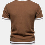 Textured Contrast Crew Neck Knit T-Shirt