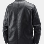 PU Leather Stand Collar Jacket