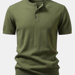 Short Sleeve Knit Henley Shirt
