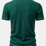 Contrast Trim Ribbed Knit Shirt & Slim Fit Tapered Trousers