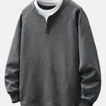 Relax Fit 2 In 1 Letter Jacquard Notched Collar Sweatshirt