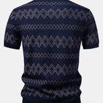 Geometric Jacquard Johnny Collar Polo
