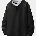 Relax Fit 2 In 1 Letter Jacquard Notched Collar Sweatshirt