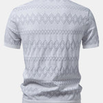 Geometric Jacquard Johnny Collar Polo