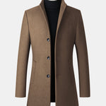Stand Collar Wool Blend Overcoat