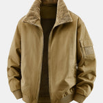Teddy Lined Zip Up Chino Bomber Jacket