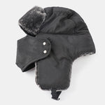 Outdoor Ski Protective Cap Warm Thick Leather Winter Hat With Face Mask