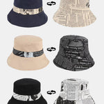 Newspaper Print Double Side Reversible Bucket Hat