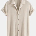 Waffle Textured Cuban Shirt & Straight Leg Linen Pants