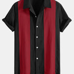 Linen Look Patchwork Bowling Shirt