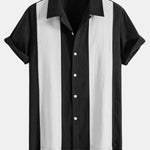 Linen Look Patchwork Bowling Shirt