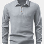 Long Sleeved Knitted Waffle Polo Shirt & Drawstring Knitted Waffle Pants
