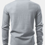 Long Sleeved Knitted Waffle Polo Shirt