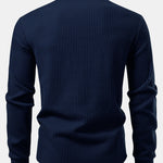 Long Sleeved Knitted Waffle Polo Shirt