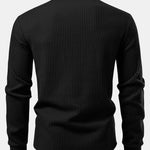 Long Sleeved Knitted Waffle Polo Shirt