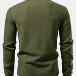 Long Sleeved Knitted Waffle Polo Shirt