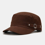 Solid Side Buckle Flat Top Baseball Cap
