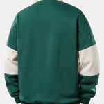 Relax Fit Milano Print Color Block Polo Collar Sweatshirt