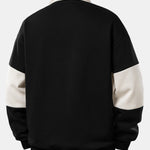 Relax Fit Milano Print Color Block Polo Collar Sweatshirt