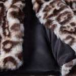 Faux Fur Leopard Zip Up Hooded Vest