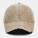 Fashionable Distressed Corduroy Solid Color Baseball Cap