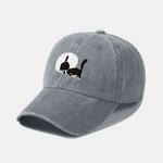 Middle Paw Cat Print Washed Baseball Cap
