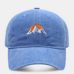 Mountain Sunset Embroidered Washed Distressed Baseball Cap