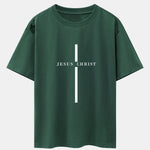 Jesus Christ Stripe Print Drop Shoulder Oversize T-Shirt