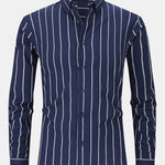 Long Sleeve Stripe Cotton Button Up Shirt & Straight Leg Linen Pants