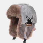 Vintage Leather Plus Velvet Warm Aviator Hat