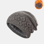 Warm Fleece Lined Thickened Double-layer Design Vintage Knitted Hat