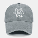 Faith Over Fear Pattern Distressed Washed Baseball Cap