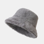 Faux Mink Fur Wide Brim Plush Bucket Hat