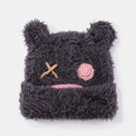 Fluffy Bear Ear Design Cute Beanie Hat Suitable For Autumn Winter