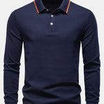 Long Sleeved Contrast Polo Shirt