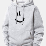 Smiley Face Print Drawstring Hoodie & Smiley Face Print Jogger Pants
