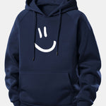 Smiley Face Print Drawstring Hoodie & Smiley Face Print Jogger Pants