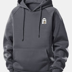 Ghost Drinking Coffee Print Drawstring Hoodie & Ghost Drinking Coffee Print Jogger Pants