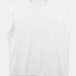 Relax Fit Solid Cotton Drop Shoulder Sleeveless T-Shirt