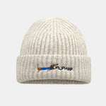 Dachshund Pattern Embroidered Knitted Hat