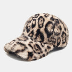 Plush Leopard Print Warm Baseball Cap