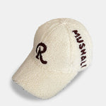 Embroidered R Decoration Plush Warm Baseball Cap