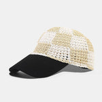 Plaid Contrast Straw Cap