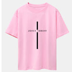 Jesus Christ Stripe Print Drop Shoulder Oversize T-Shirt