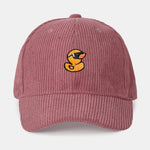 Duck Embroidered Corduroy Baseball Cap