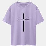Jesus Christ Stripe Print Drop Shoulder Oversize T-Shirt