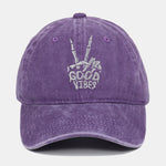 Skull Embroidery Pattern Vintage Distressed Washable Baseball Cap